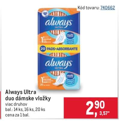 Always Ultra Duo dámske vložky