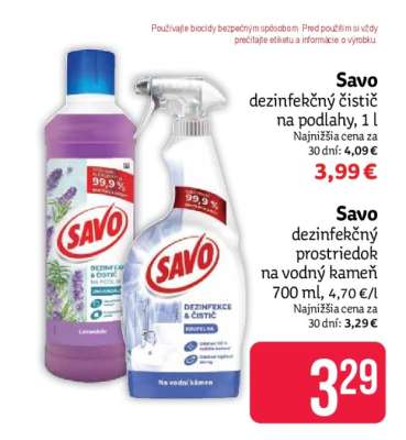 Savo dezinfekčný prostriedok na vodný kameň