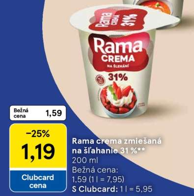 Rama crema zmiešaná na šľahanie 31 %***
