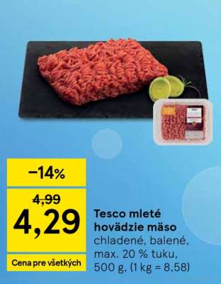 Tesco mleté hovädzie mäso