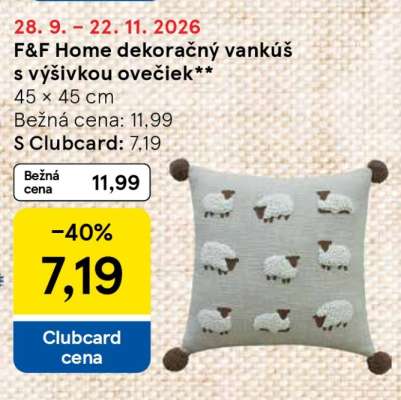 F&F Home dekoračný vankúš s výšivkou ovečiek**