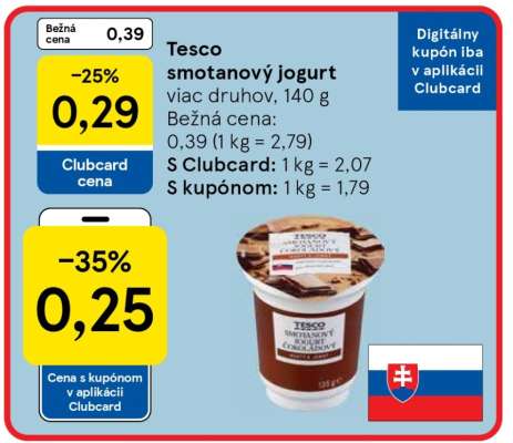 Tesco smotanový jogurt