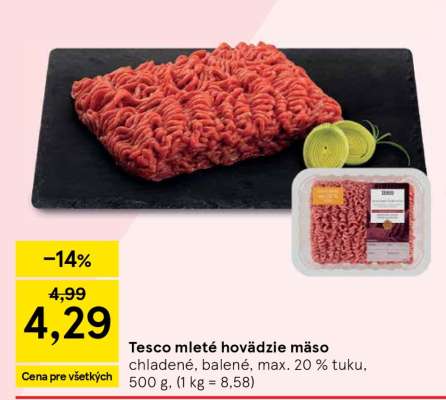 Tesco mleté hovädzie mäso