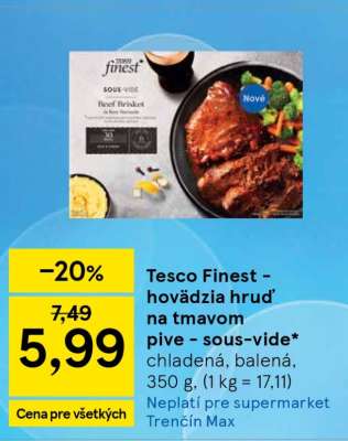 Tesco Finest - hovädzia hruď na tmavom pive – sous-vide