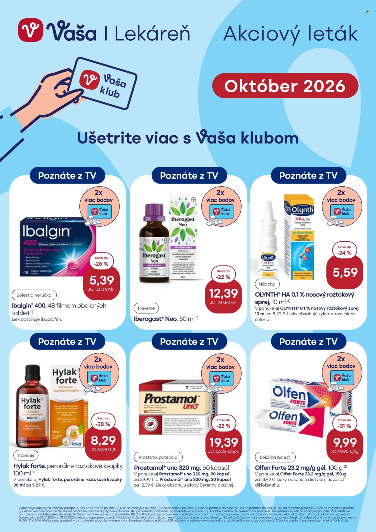 Leták Vaša lekáreň - 1.10.2026 - 31.10.2026. Strana 1