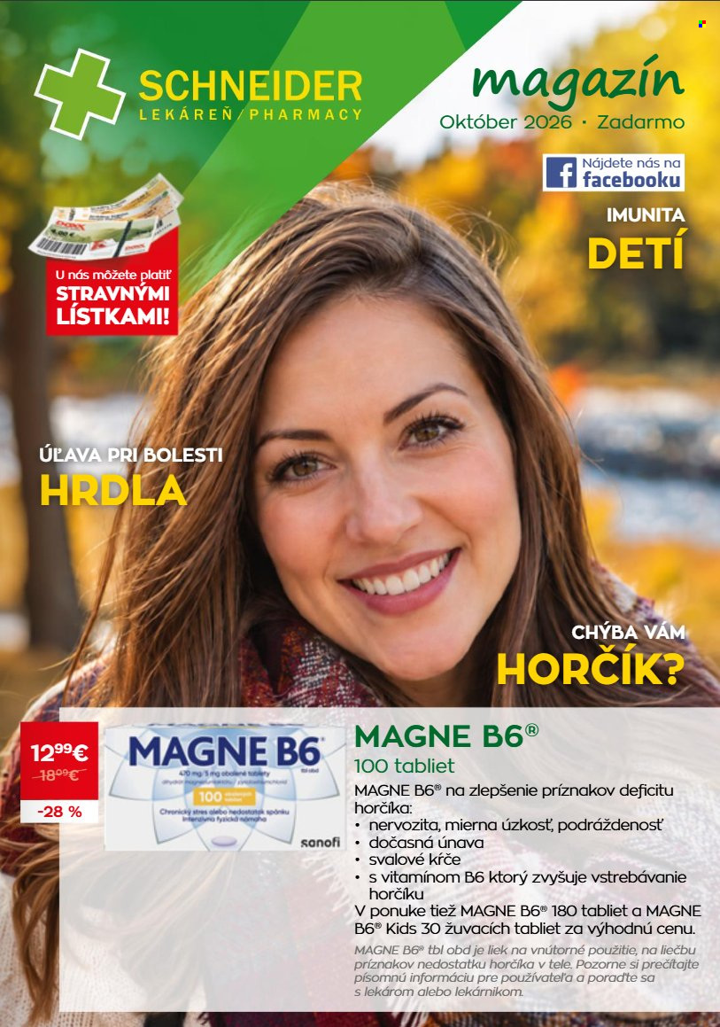 Leták Schneider Lekáreň - 1.10.2026 - 31.10.2026. Strana 1