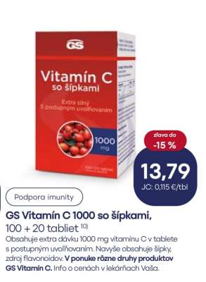 GS Vitamín C 1000 so šípkami, 100 + 20 tablet