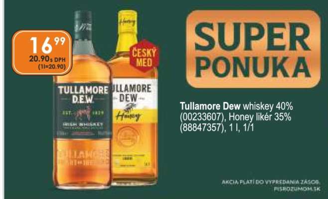 Tullamore Dew whiskey 40% (00233607), Honey likér 35% (88847357), 1 l, 1/1