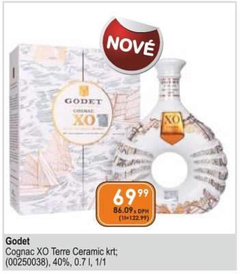 Godet Cognac XO Terre Ceramic krt; (00250038), 40%, 0.7 l, 1/1