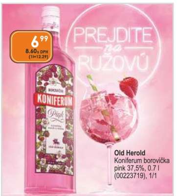 Old Herold Koniferum borovička pink 37,5%, 0.7 l (00223719), 1/1