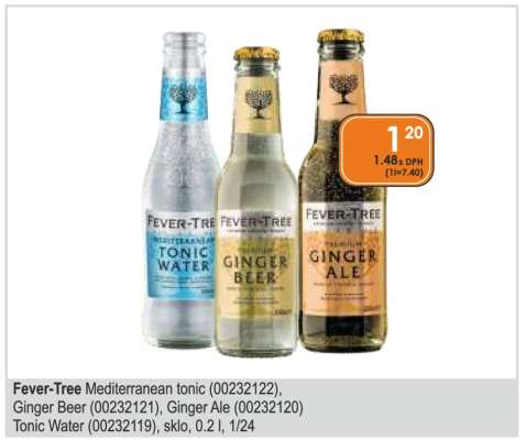 Fever-Tree Mediterranean tonic (00232122), Ginger Beer (00232121), Ginger Ale (00232120) Tonic Water (00232119), sklo, 0.2 l, 1/24