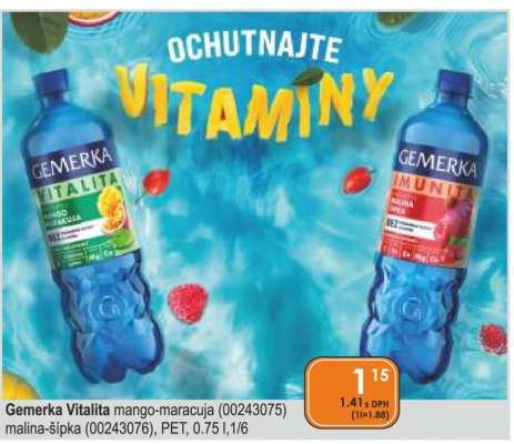 Gemerka Vitalita mango-maracuja (00243075) malina-šípka (00243076), PET, 0.75 l, 1/6
