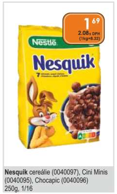 Nesquik cereálie (0040097), Cini Minis (0040095), Chocapic (0040096)