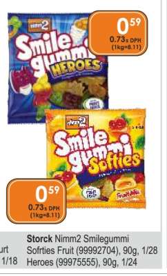 Storck Nimm2 Smilegummi Softies Fruit (99992704), 90g, 1/28 Heroes (99975555), 90g, 1/24