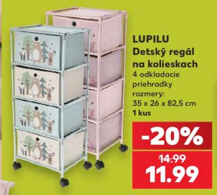 LUPILU Detský regál na kolieskach
