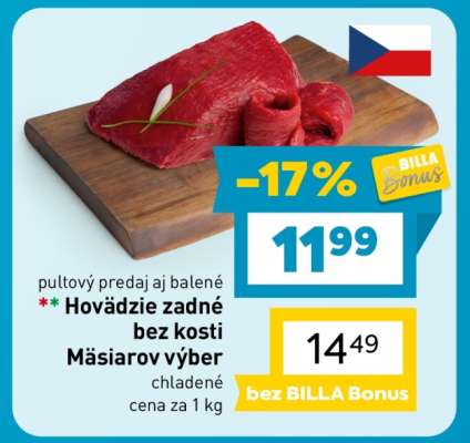 Hovädzie zadné bez kosti Mäsiarov výber
