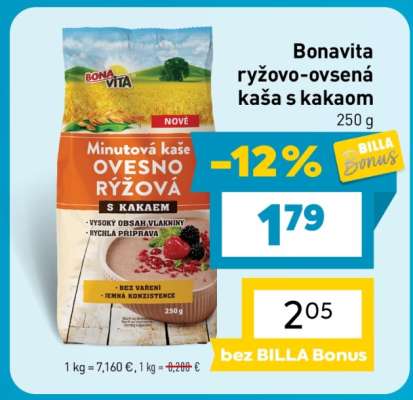 Bonavita ryžovo-ovsená kaša s kakaom