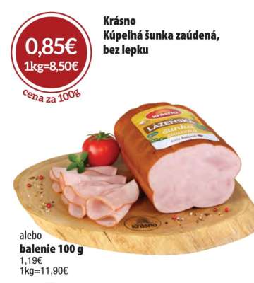 Krásno Kúpeľná šunka zaúdená, bez lepku