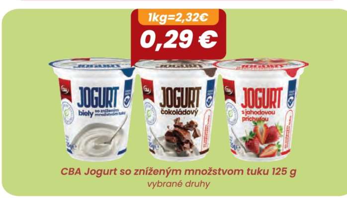 CBA Jogurt so zníženým množstvom tuku 125 g