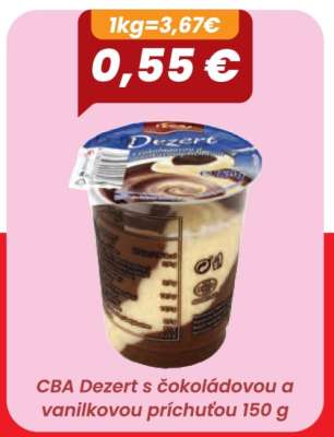 CBA dezert s čokoládovou a vanilkovou príchuťou 150 g