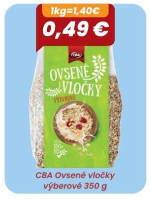 CBA Ovsené vločky výberové 350 g