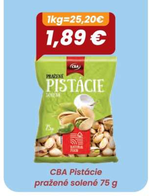 CBA pistácie pražené solené 75 g