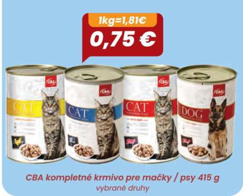 CBA kompletné krmivo pre mačky / psy 415 g