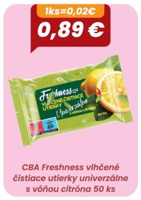 CBA Freshness vlhčené čistiace utierky univerzálne s vôňou citróna 50 ks