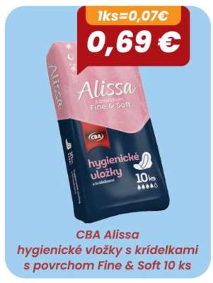CBA ALISSA hygienické vložky s krídelkami s povrchom Fine & Soft 10 ks