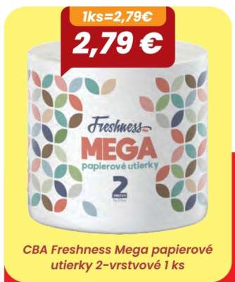 CBA Freshness mega papierové utierky 2-vrstvové 1 ks