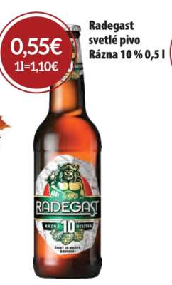 Radegast svetlé pivo Rázna 10 % 0,5 l