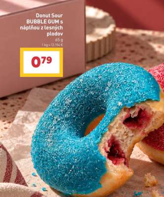 Donut Sour BUBBLE GUM s náplňou z lesných plodov