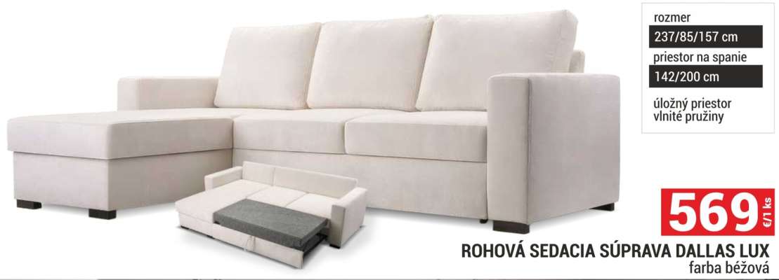 ROHOVÁ SEDACIA SÚPRAVA DALLAS LUX