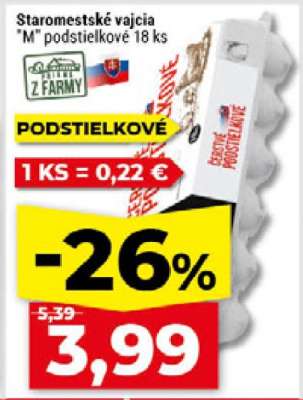 Staromestské vajcia 'M' podstielkové 18 ks