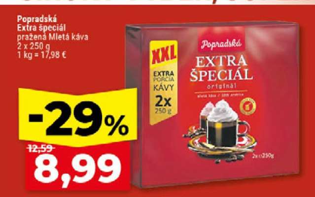 Popradská Extra špeciál pražená mletá káva
