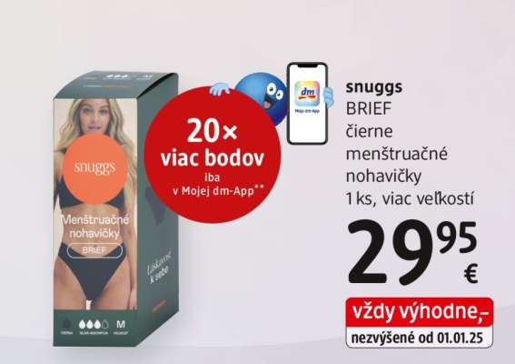 snuggs BRIEF čierne menštruačné nohavičky
