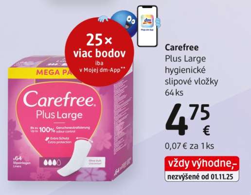 Carefree PLUS LARGE hygienické slipové vložky 64 ks