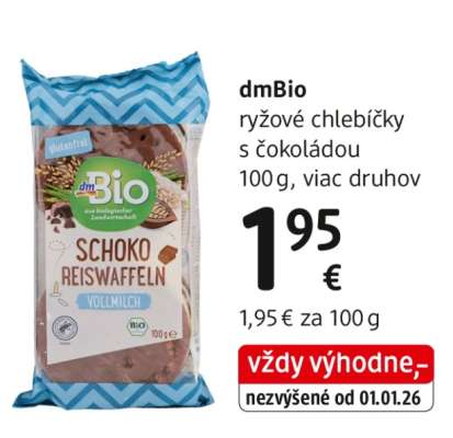 dmBio ryžové chlebíčky s čokoládou