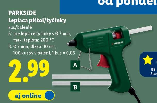 Parkside Lepiaca pištoľ/tyčinky