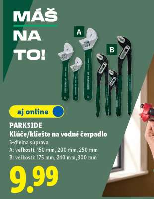 PARKSIDE Kľúče/kliešte na vodné čerpadlo