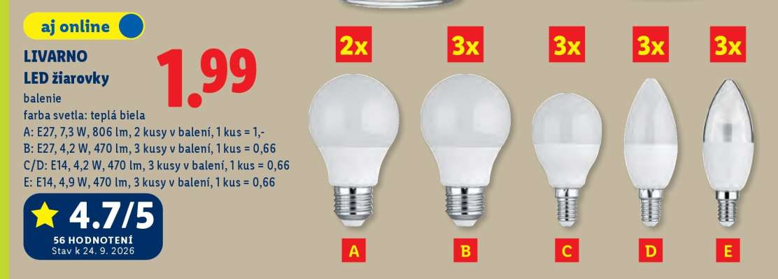 LIVARNO LED žiarovky