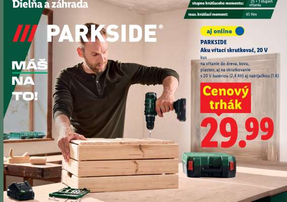 Parkside Aku vŕtací skrutkovač 20 V
