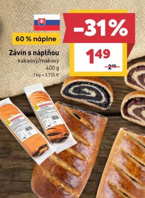 Závin s náplňou kakaový/makový