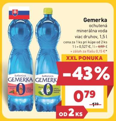 Gemerka ochutená minerálna voda viac druhov, 1,5 l
