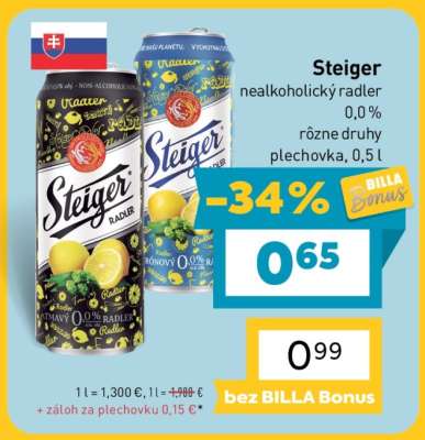 Steiger nealkoholický radler
