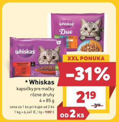 Whiskas kapsičky pre mačky rôzne druhy 4 x 85 g
