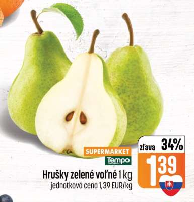 HRUŠKY ZELENÉ VOĽNÉ 1 kg