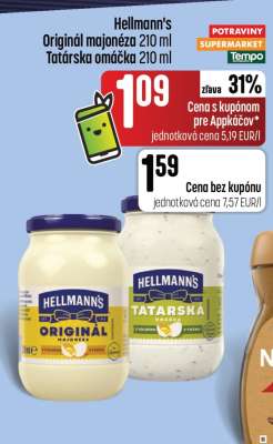 Hellmann's Originál majonéza 210 ml Tatárska omáčka 210 ml