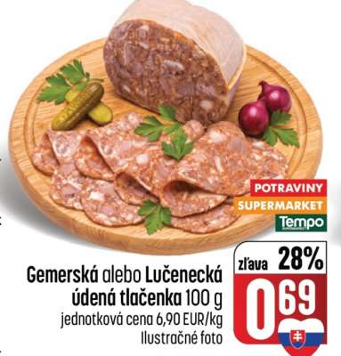 Gemerská alebo Lučenecká údená tlačenka 100 g