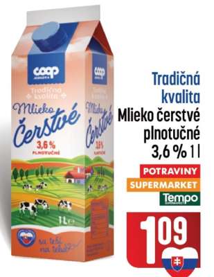 Mlieko čerstvé plnotučné